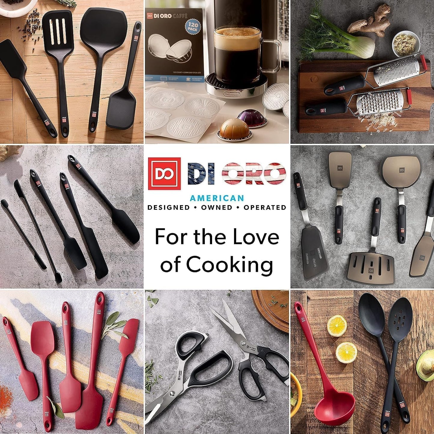 DI ORO Silicone Spoon Spatula - Forever Warranty - 600°F Heat-Resistant Large Silicone Spoonula Scraper - BPA Free Nonstick Cookware Safe Rubber Kitchen Utensil for Baking, Cooking, & Mixing (Mint)