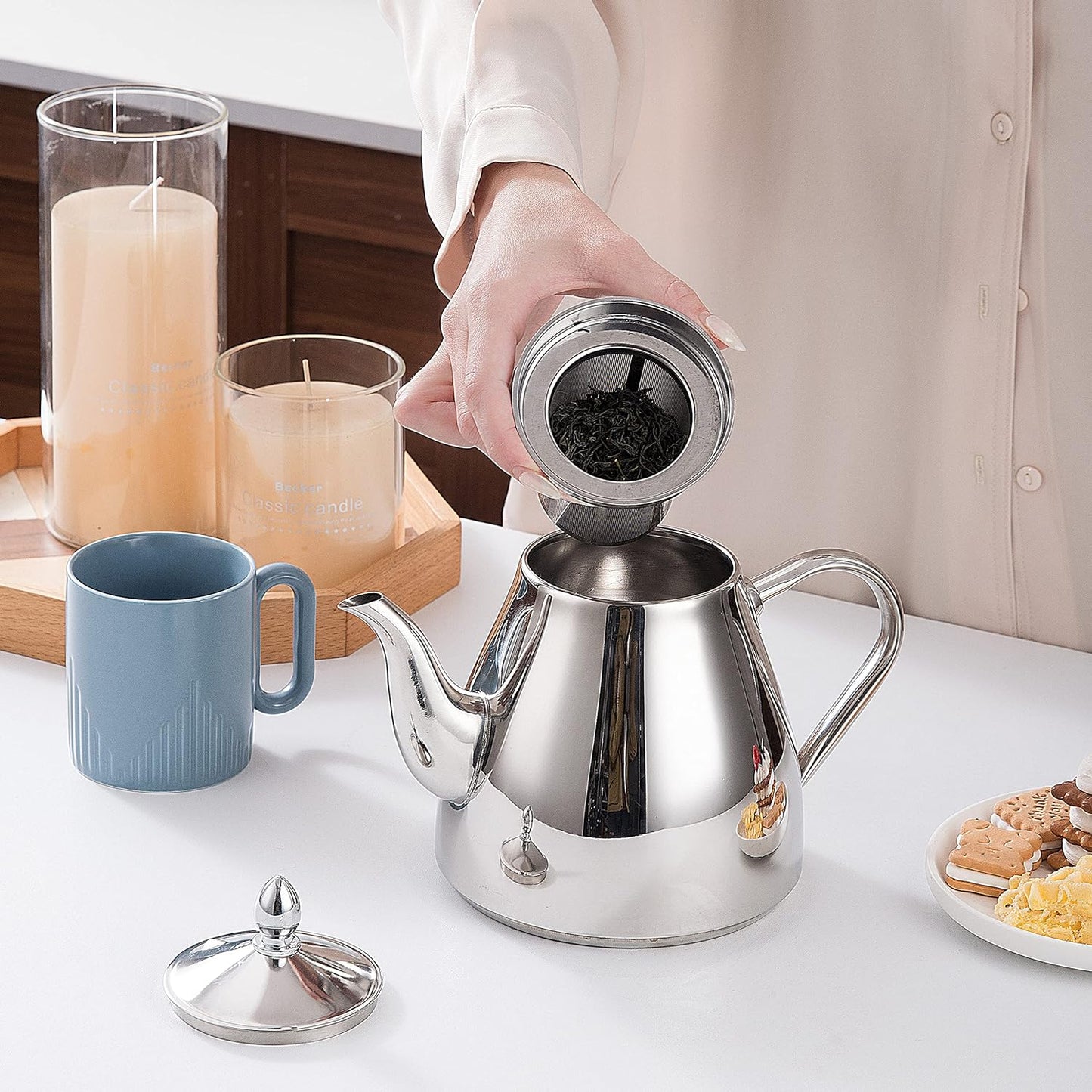 SANQIAHOME Stainless Steel Teapot with Infuser 2000ml