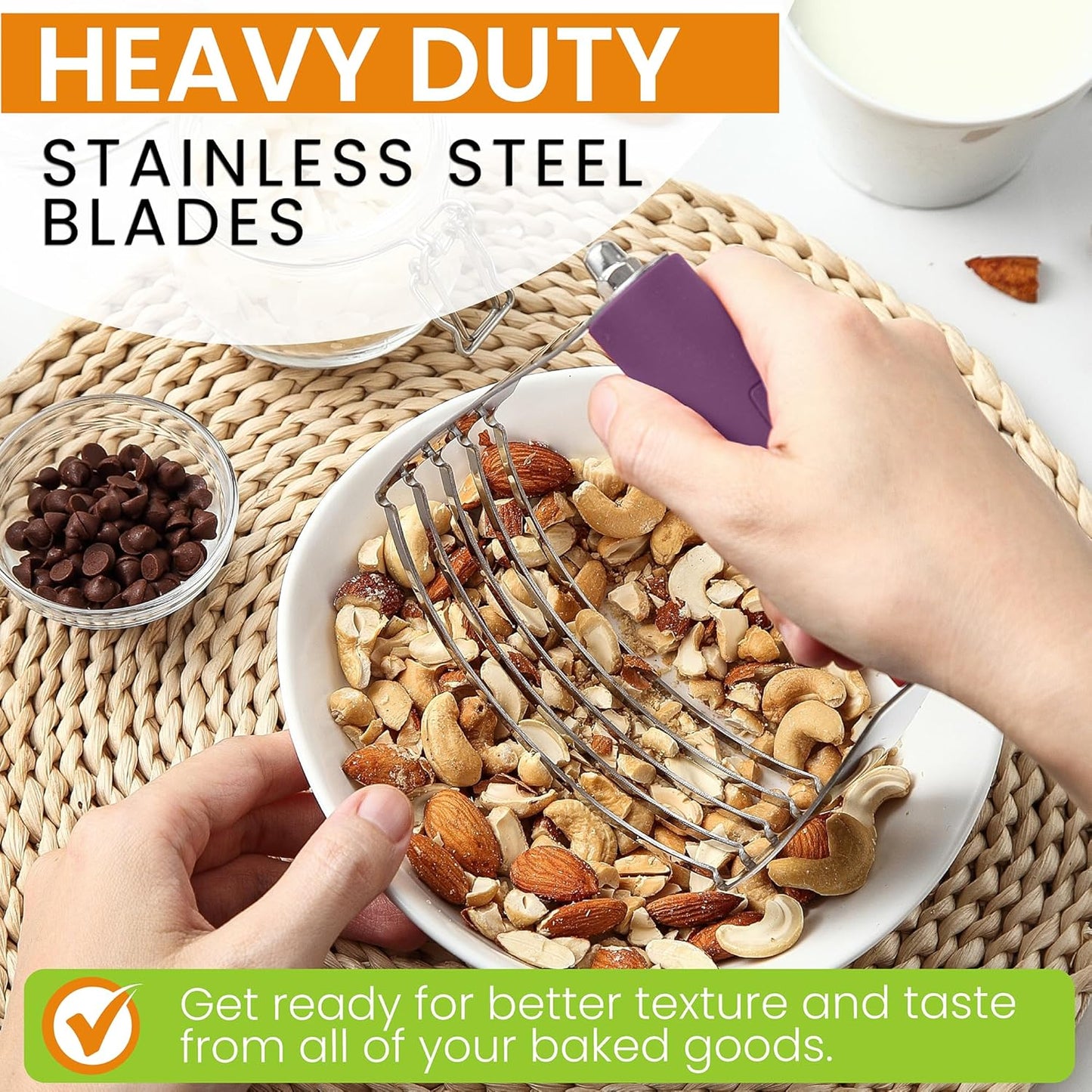 Spring Chef Large Purple Dough Blender For Baking, Heavy Duty Dough Cutter Tool, Stainless Steel Puff Pastry Cutter Tool with Sharp Blades, Dishwasher Safe Pastry Blender for Easy Mixing