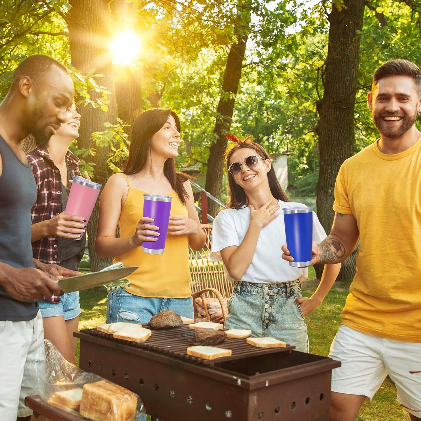 20 oz Tumbler Coffee Tavel Tumblers Bulk with Lid Stainless Steel Double Wall Vacuum Insulated Mug Powder Coated Cups fit Car Cupholder for Hot and Cold - Dark Blue, 12Pack