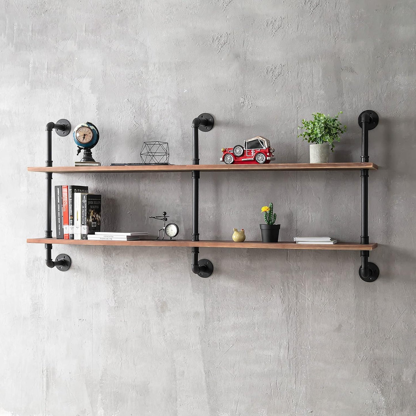 Floating Shelves for Wall Laundry Room Shelves Bookshelf Industrial Pipe Shelving Shelf Real Wood Planks 60 inch Rustic Wall Shelves Hanging Bookshelves Farmhouse Kitchen Bar Shelving