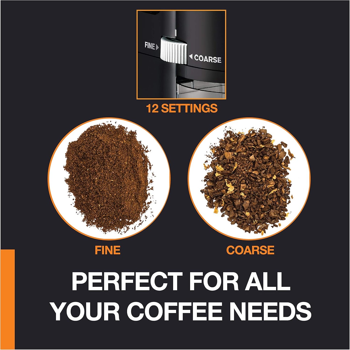 KRUPS Precision Burr Coffee Grinder: 12 Settings, 8 oz Capacity for Drip, French Press, Espresso, Pour Over, Cold Brew - Stainless Steel, 110W, Auto-Stop, Easy Clean