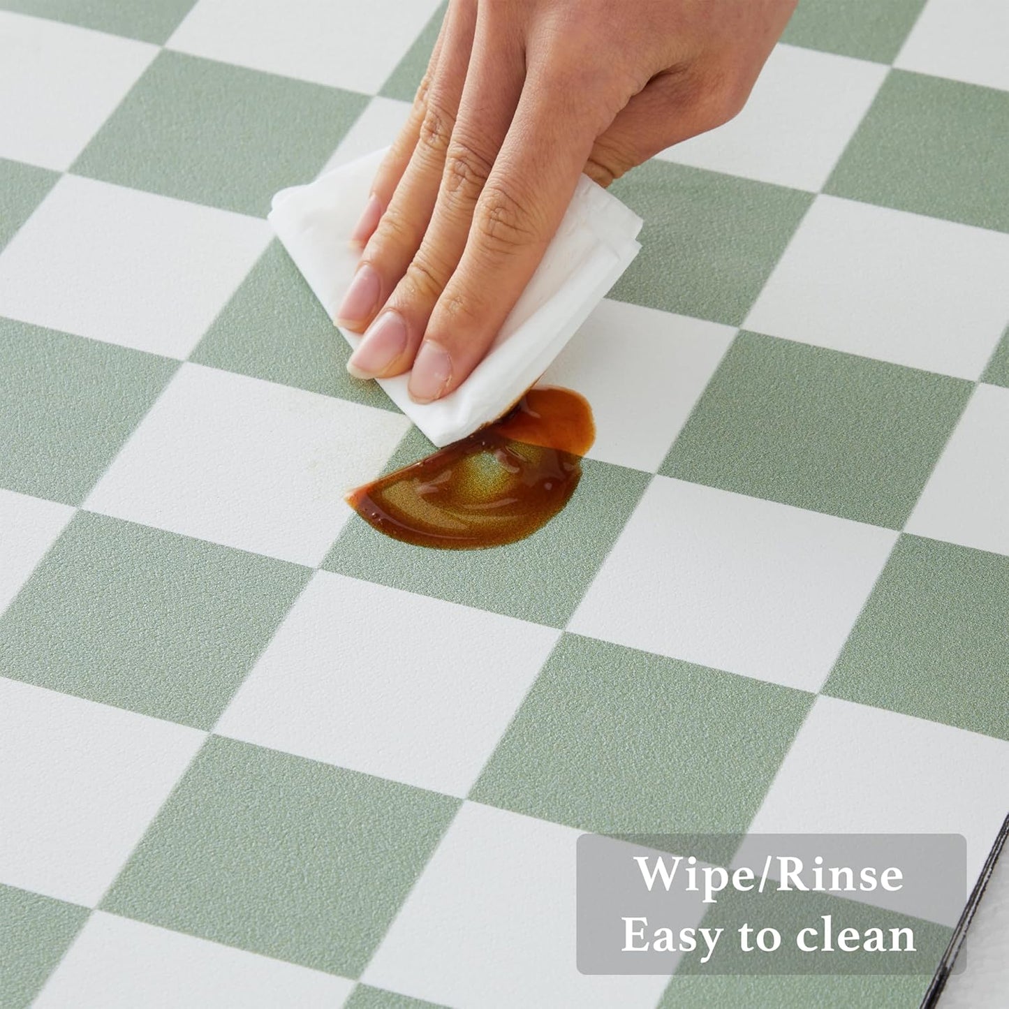 Checkered Dish Drying Mat for Kitchen Counter, Coffee Bar Station Accessories, Retro Cute Aesthetic Modern Absorbent Drainer Mat Kitchen Drying Mat Easy Clean, Sage 12" x 19"