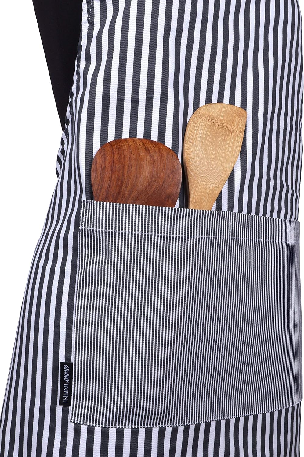 AMOUR INFINI Cotton Aprons for Women with Pockets Adjustable Strap and Waist Ties Washable Printed Aprons for Baking, Cooking, Gardening (Pack of 2- Charcoal & Yellow)