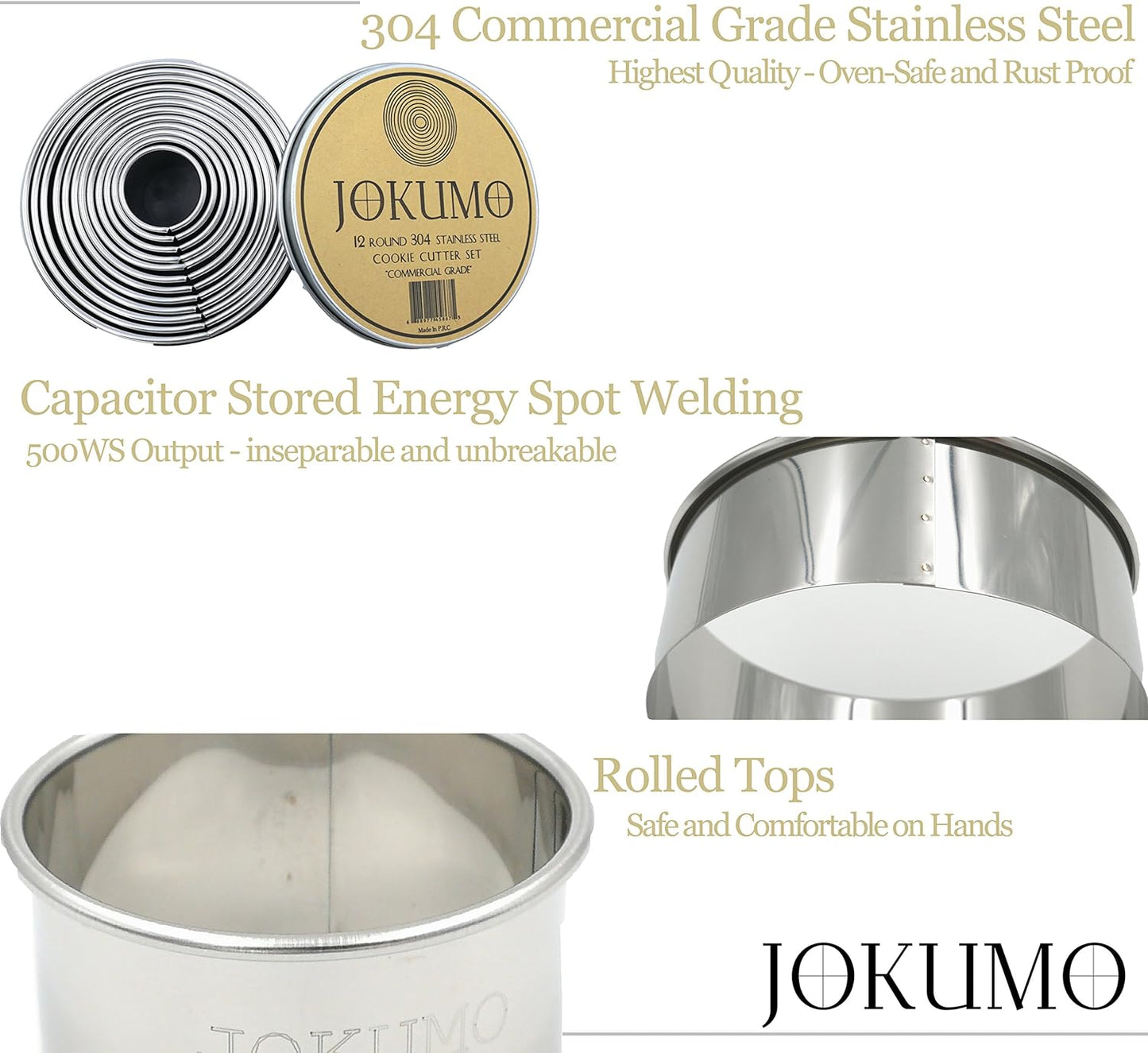 12 Piece Plain Round Pastry/Cookie Cutter Set Heavy Duty Commercial Grade 18/8 304 Stainless Steel - Metal Marked Size – Perfect For Cooking Enthusiast