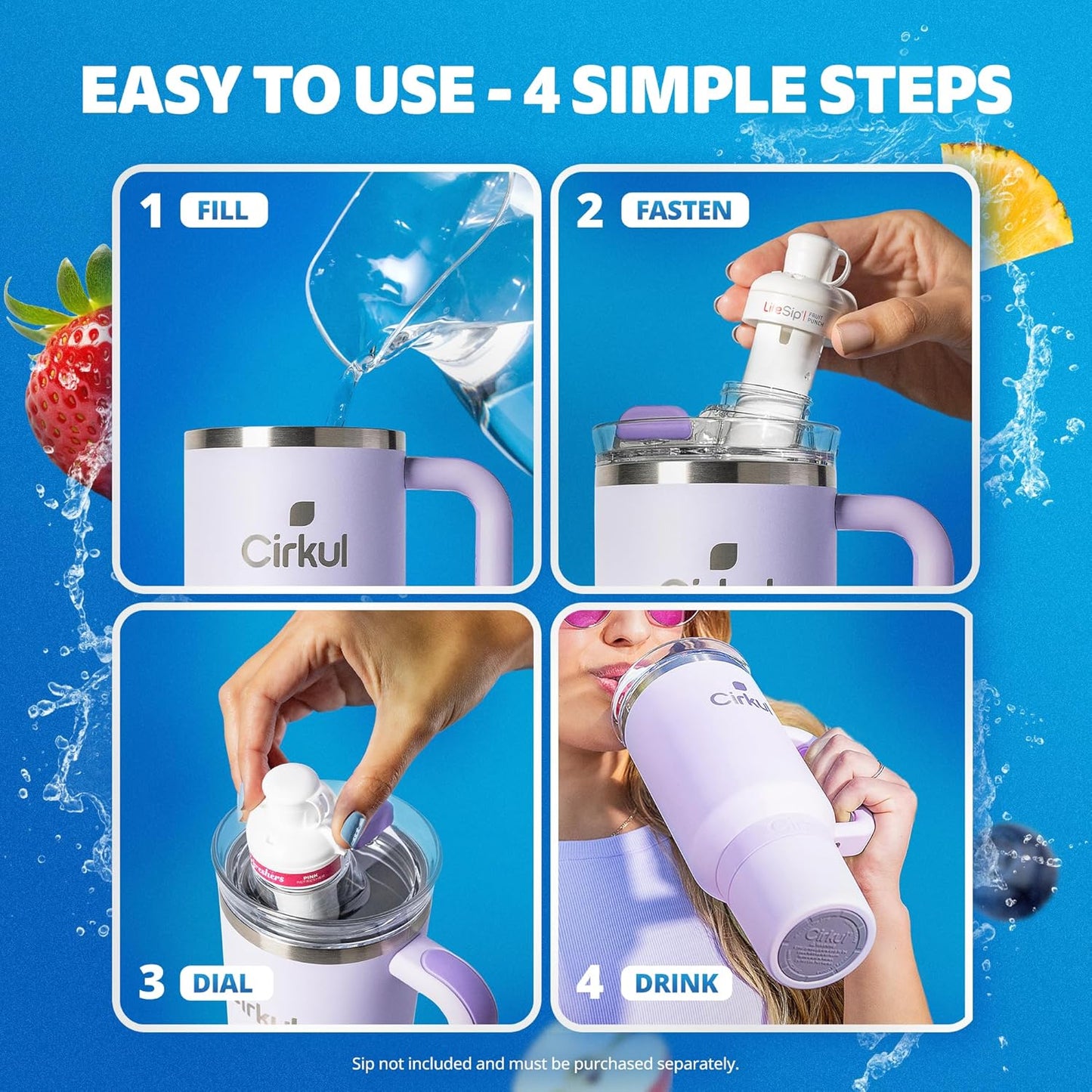 Cirkul 40oz. Lilac Stainless Steel Tumbler with Handle, All-Day StrawSip™, Double-Wall Insulated