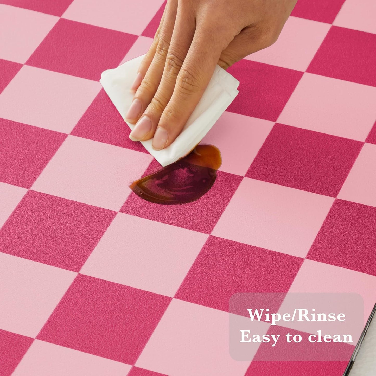 Checkered Dish Drying Mat for Kitchen Counter, Coffee Bar Station Accessories, Retro Cute Aesthetic Modern Absorbent Drainer Mat Kitchen Drying Mat Easy Clean, Hot Pink 12" x 19"