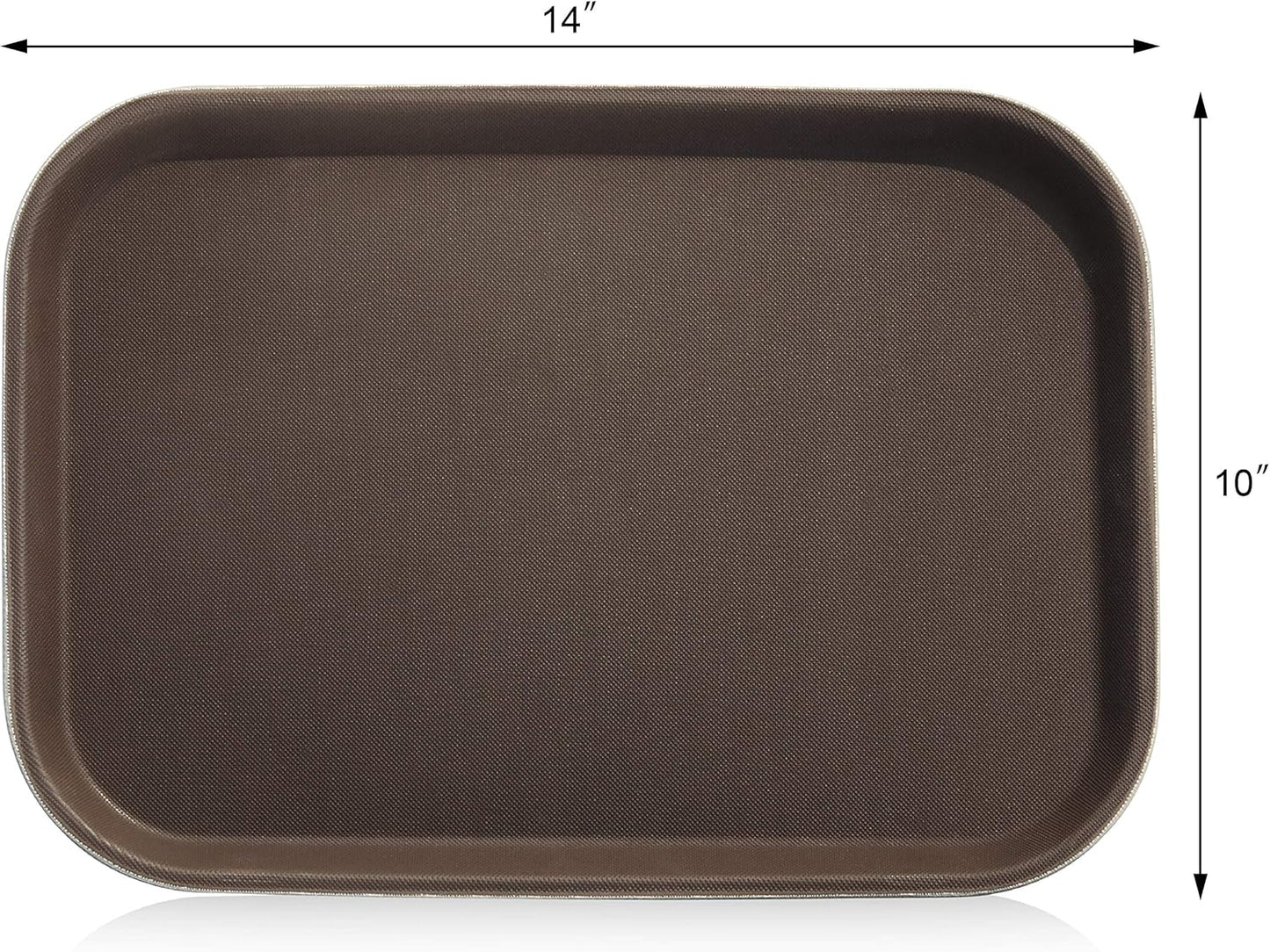New Star Foodservice Restaurant Grade Non-Slip Tray, Plastic, Rubber Lined, Rectangular (Brown, 10-Inch x 14-Inch)