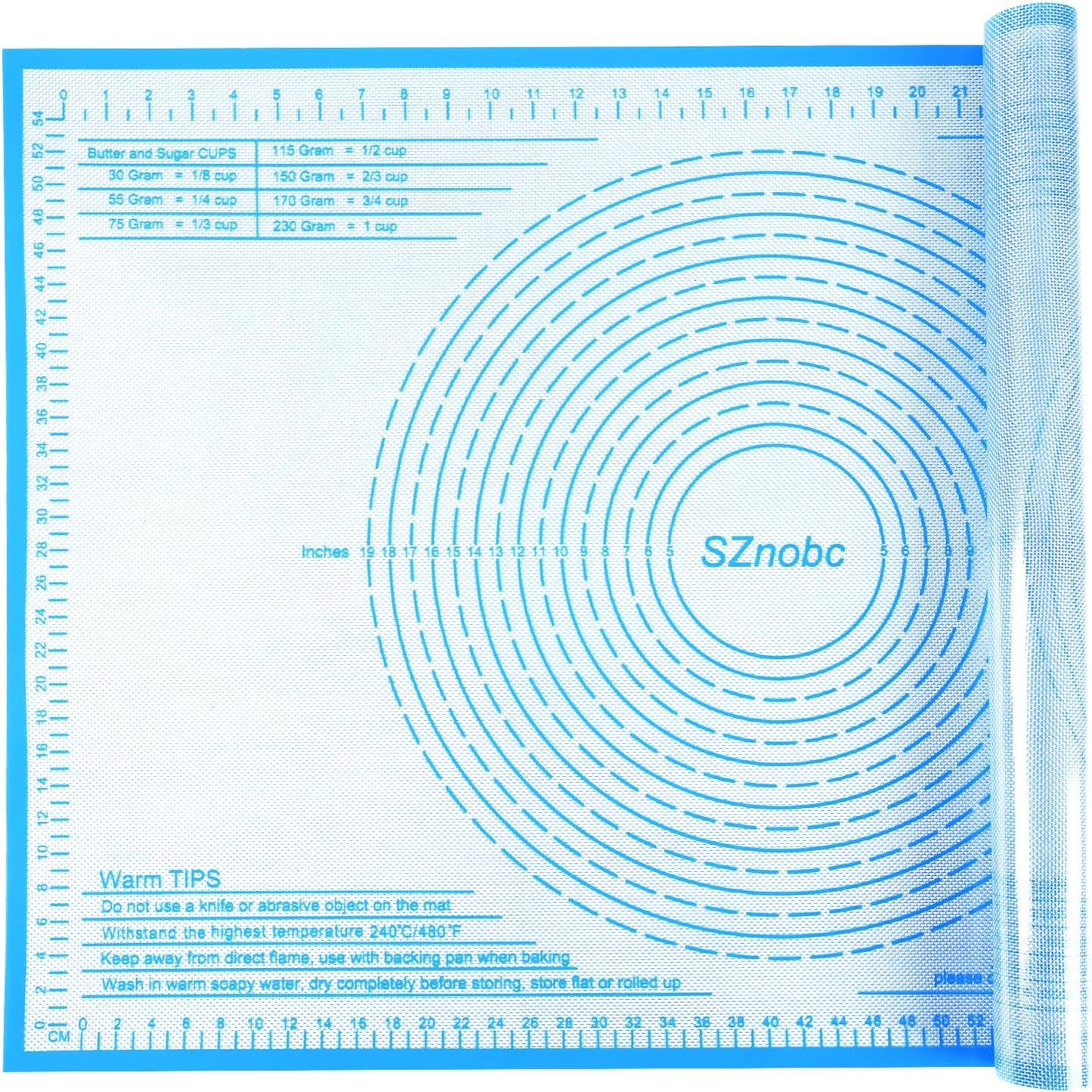 Silicone Pastry Mat 36'' By 24'' Extra Large Baking Mat with Measurements for Dough Rolling, Kneading Board, Kitchen Counter Mats for Dough, Pastry, Fondant, Pie Crust, Cookies, Bread, Pasta, Pizza