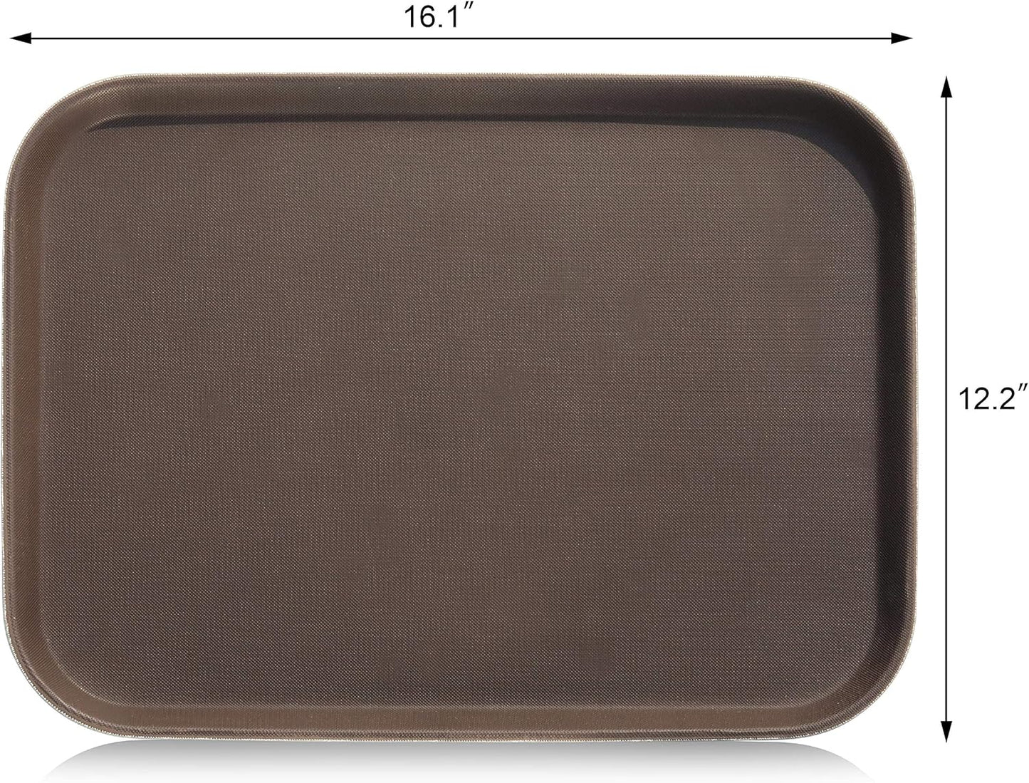 New Star Foodservice Restaurant Grade Non-Slip Tray, Plastic, Rubber Lined, Rectangular (Brown, 12-Inch x 16-Inch)