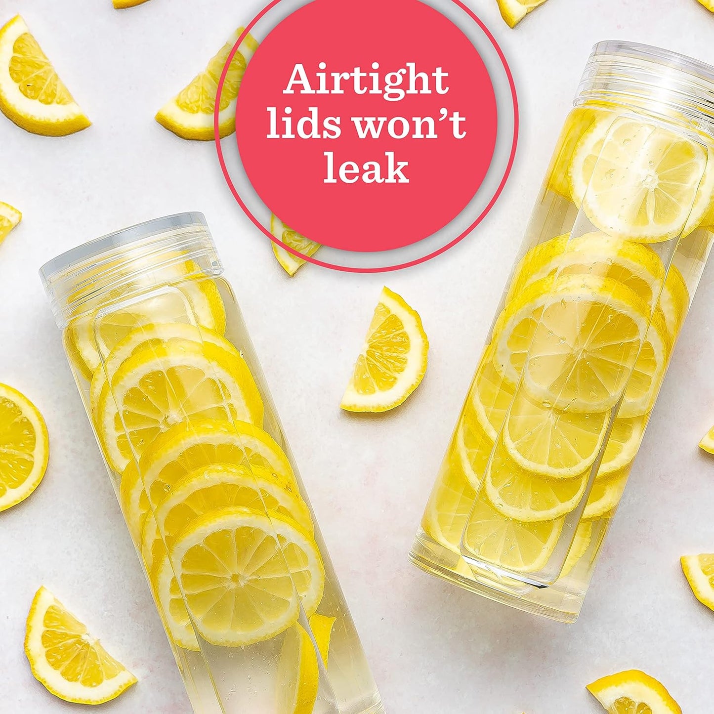 Glass Water Bottles - 4 Pack Wide Mouth Juice Bottles with Clear Lids for Juicing, Smoothies, Fruit Water, Teas, Beverage Storage - 16oz, Leakproof, Reusable, Borosilicate