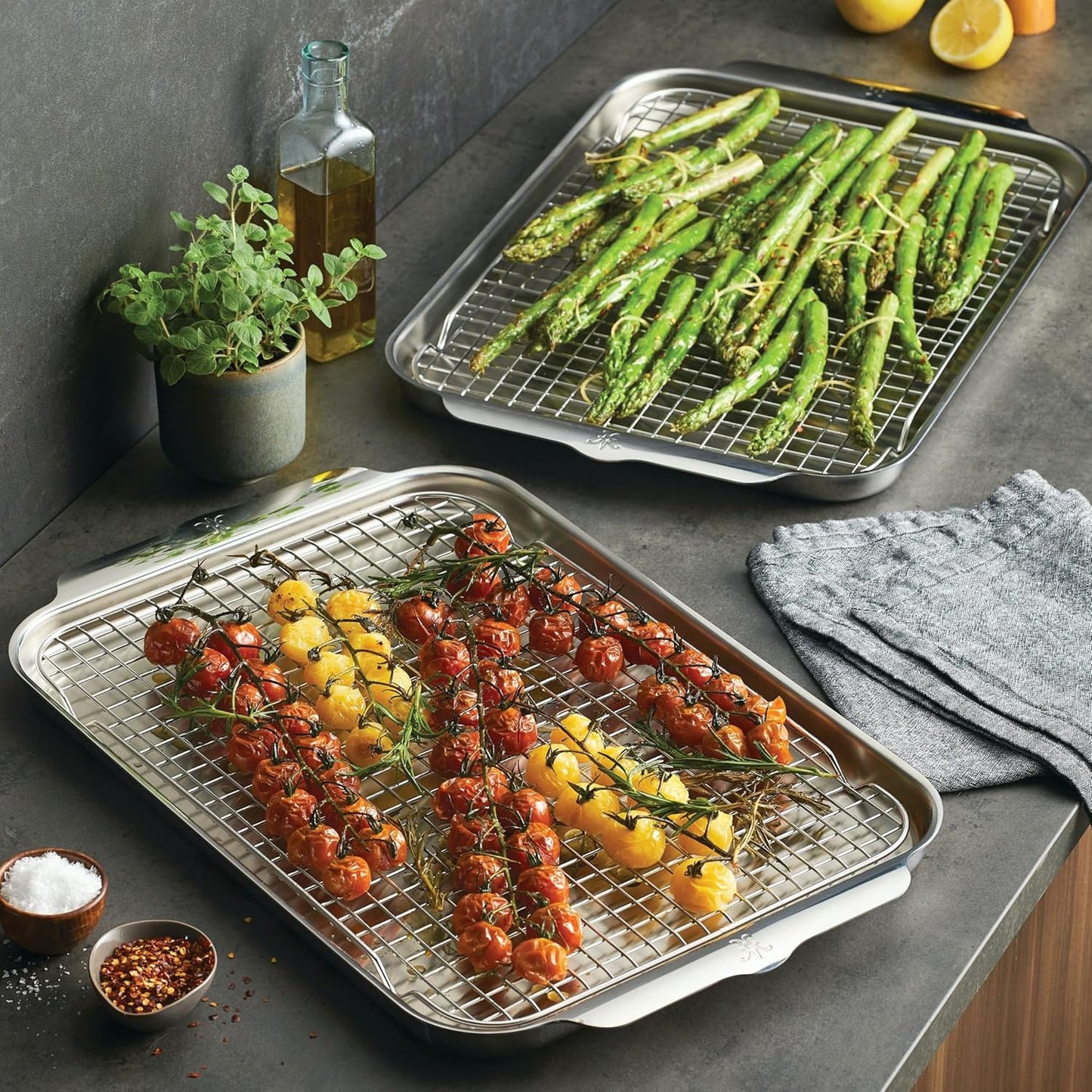 Hestan Provisions OvenBond – 4-Piece Tri-ply Sheet Pan & Stainless Steel Cooling Rack Set