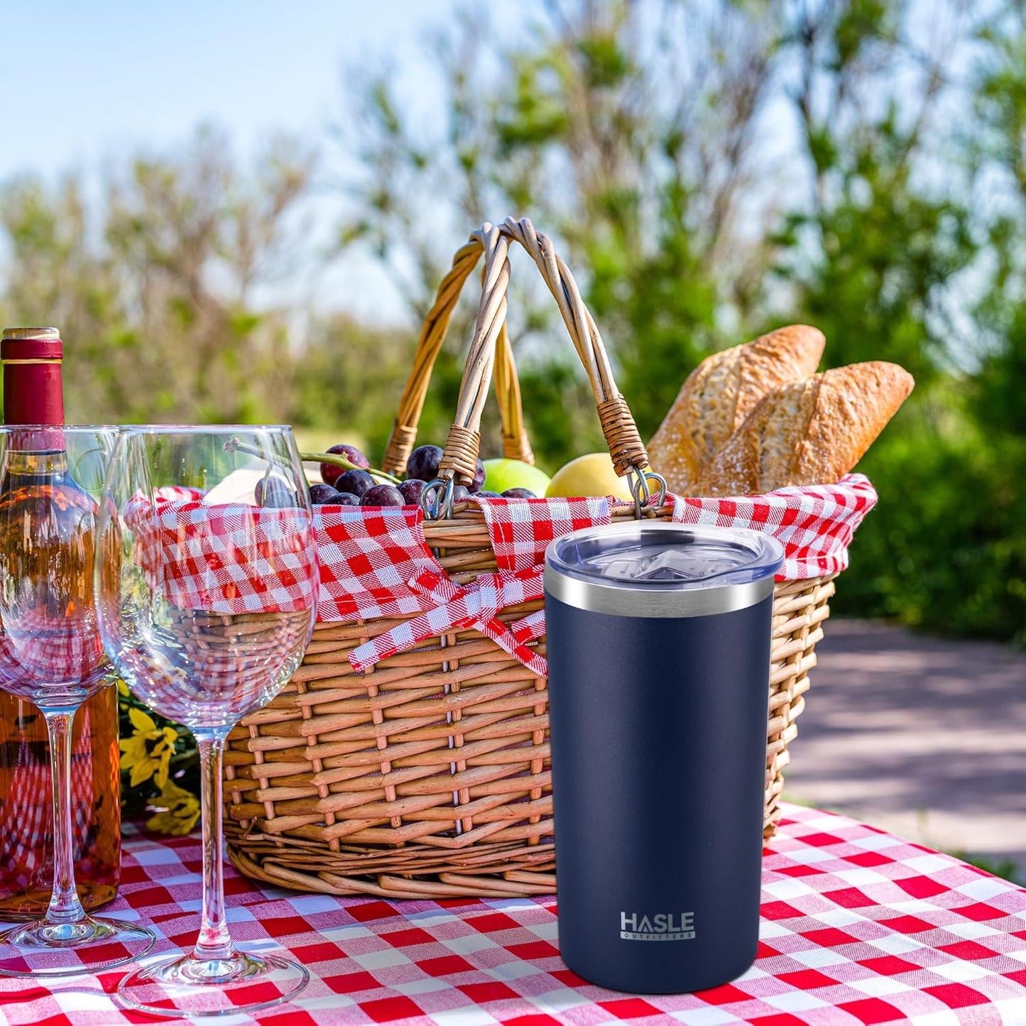 HASLE OUTFITTERS 12 oz Skinny Tumbler, Stainless Steel Insulated Slim Tumbler set bulk with Lid, Reusable Double Wall Travel Coffee Mug, Durable Powder Coated Travel Water Cup(Navy,6)