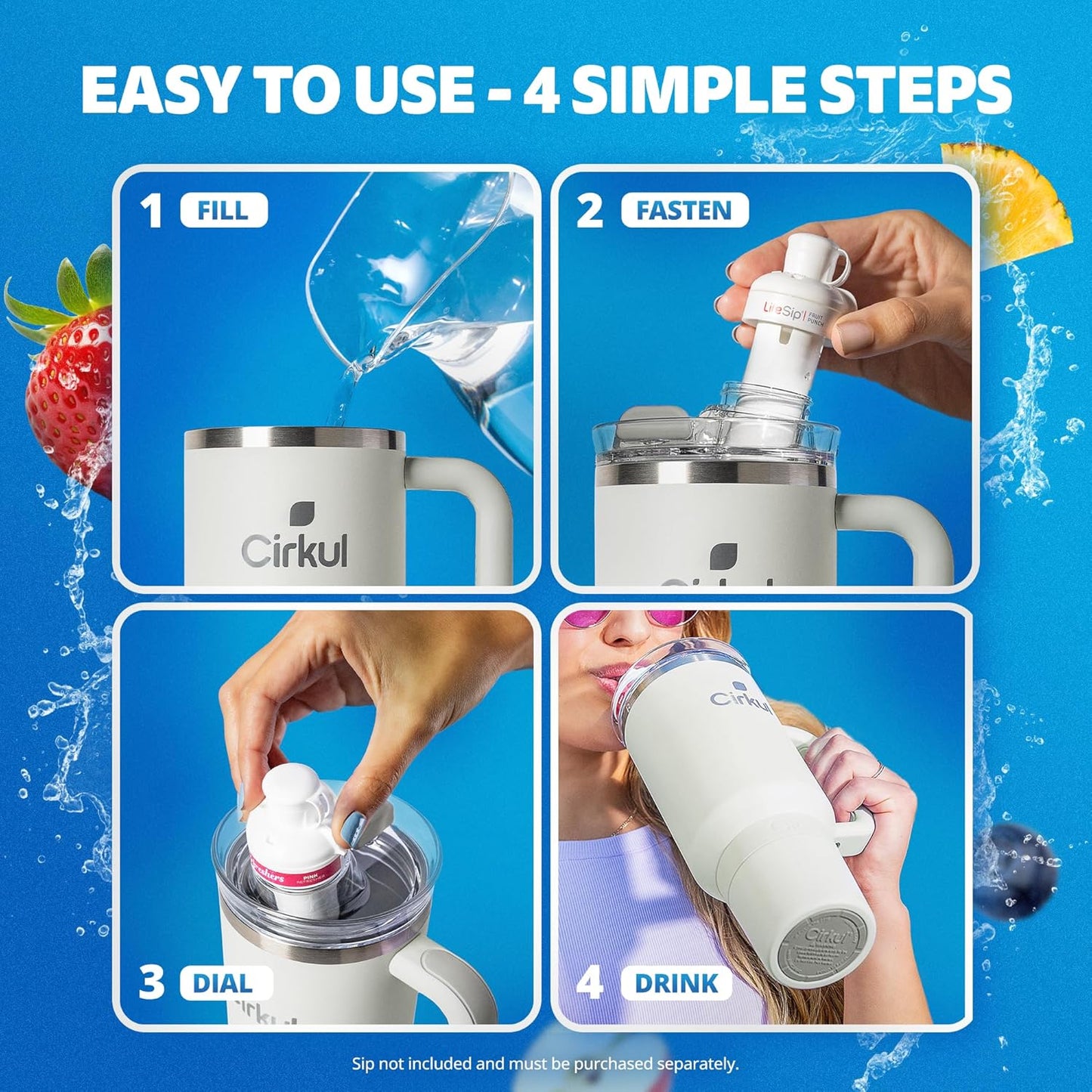 Cirkul 40oz. Fog Stainless Steel Tumbler with Handle, All-Day StrawSip™, Double-Wall Insulated