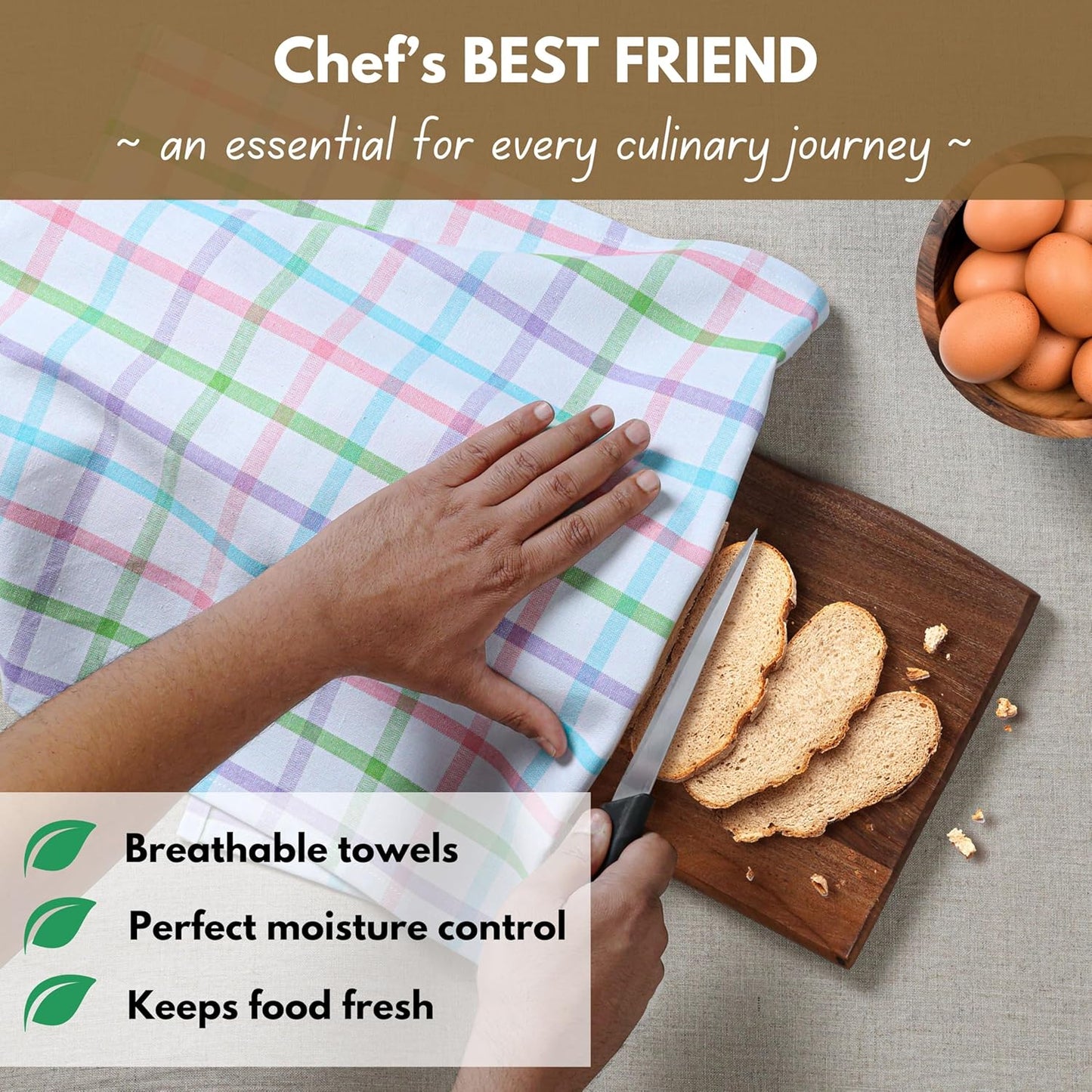 Native Fab Multi Color Checked Kitchen Towels Set of 4, 100% Cotton, 16x26 Inch Dish Cloth Set, Soft & Absorbent Tea Towels for Daily Cooking, Cleaning, Drying Dishes - Machine Washable Washcloths
