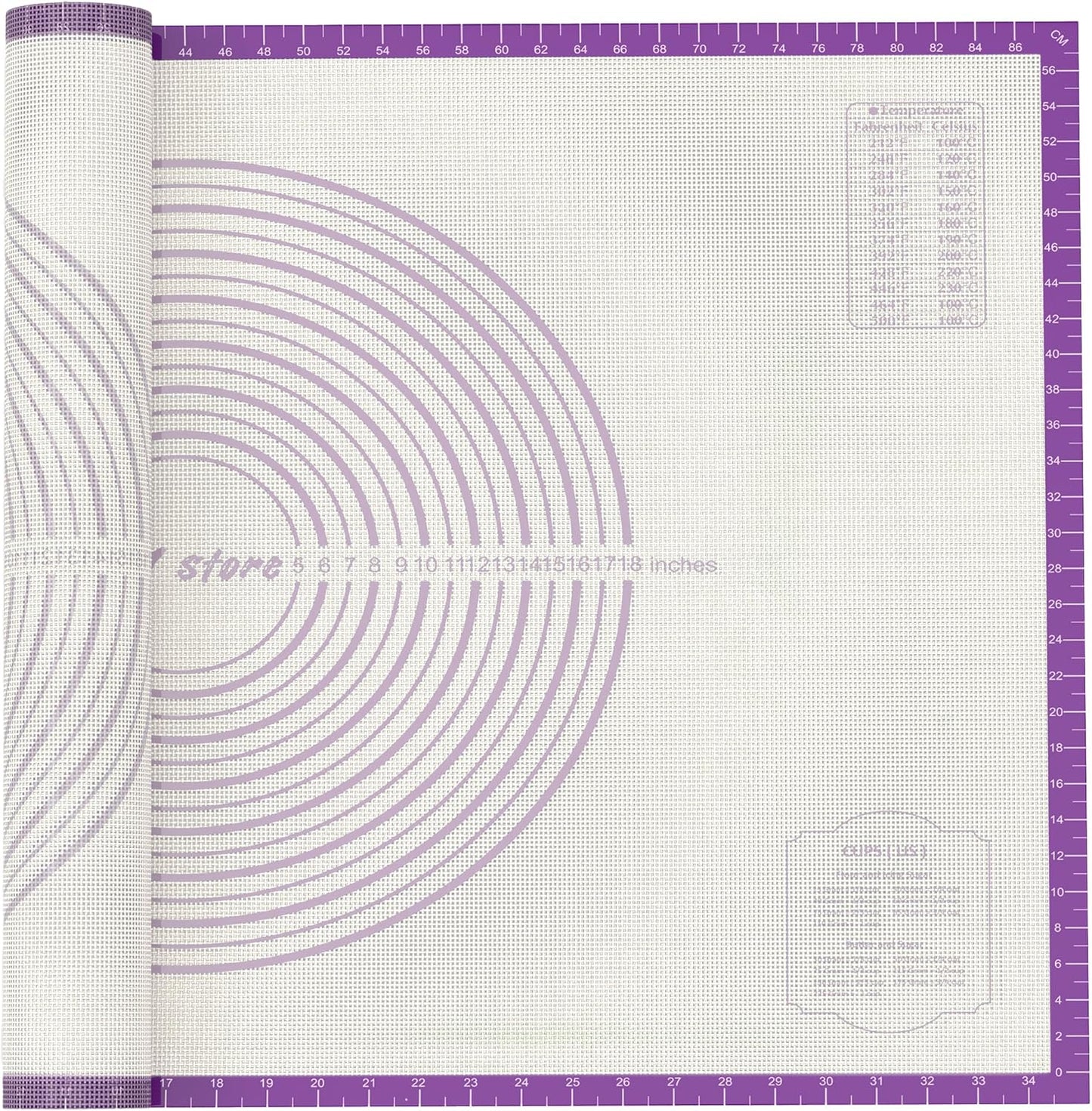 36 * 24 inches Purple, Non-Slip Silicone Baking Sheets - Baking Mat with 0.7mm Thickness - Non-Stick Pastry & Cookie Mat for Kitchen Counter for Rolling Out Dough with Measurements.