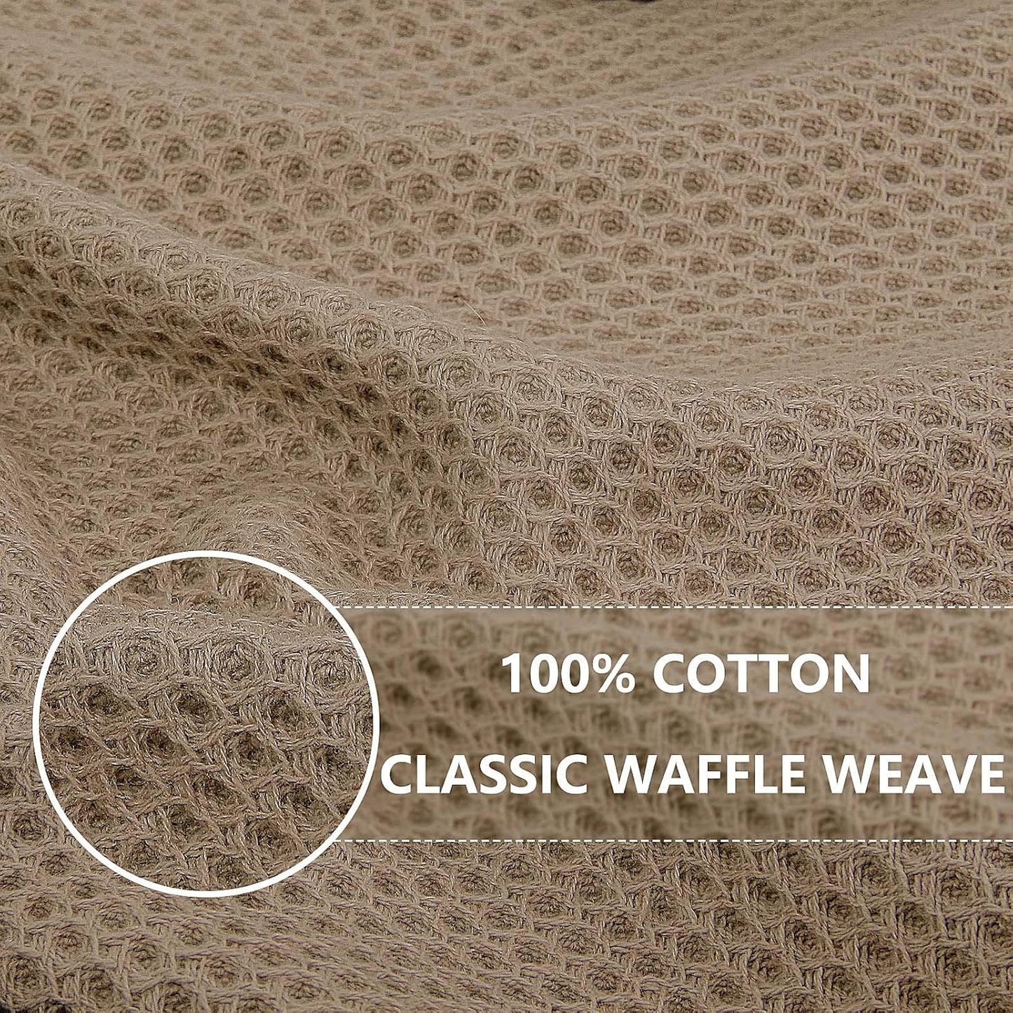 Homaxy 100% Cotton Waffle Weave Kitchen Dish Towels, Ultra Soft Absorbent Quick Drying Cleaning Towel, 13 x 28 Inches, 8-Pack, Tan