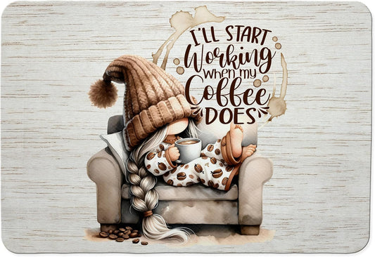 Espresso Lovers Gifts Dish Drying Mat, Funny Cute Gnome Girl Coffee Bar Mat for Countertops, Espresso Absorbent Dish Drying Mats for Kitchen Counter Coffee Maker, 16x24 Inch