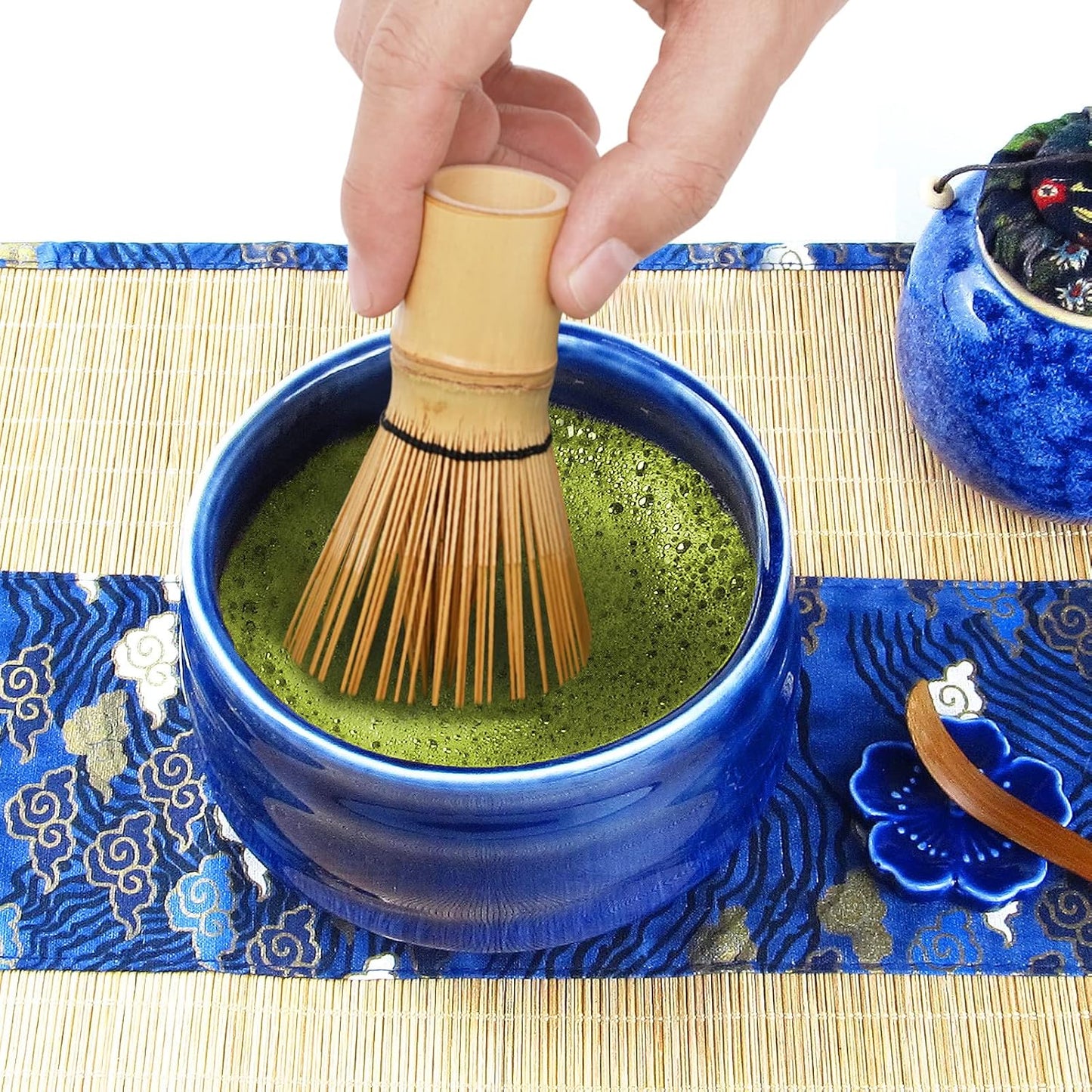 Artcome 12Pcs Japanese Matcha Tea Set - Bowl, Bamboo Whisk, Holder, Brush and Screen - Handmade Ceremony Kit for Traditional Tea Ceremony