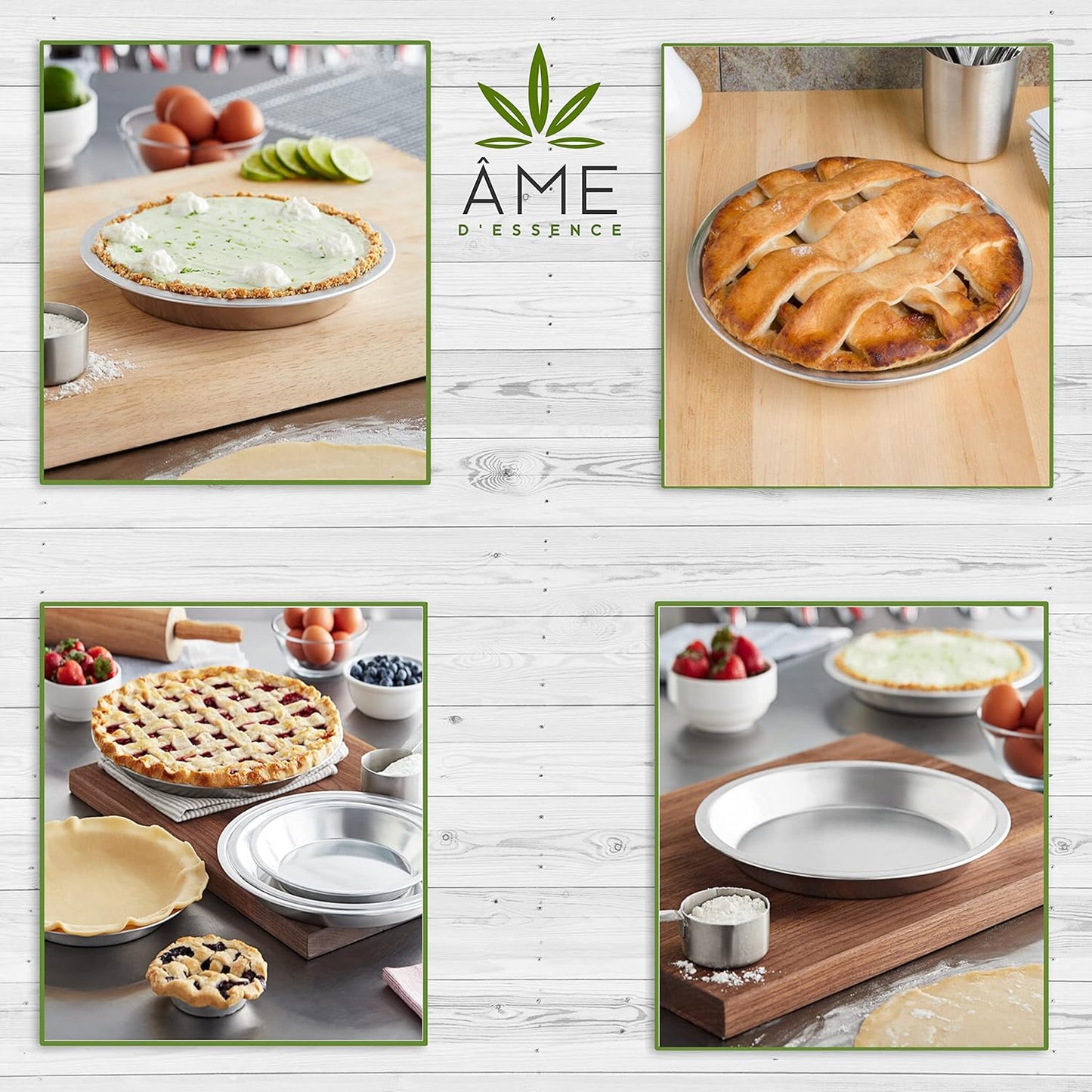 AME D'ESSENCE (1PC-10) Aluminum Pie Pan Commercial Grade Round Pie Plate Size 10" x 1mm Thick