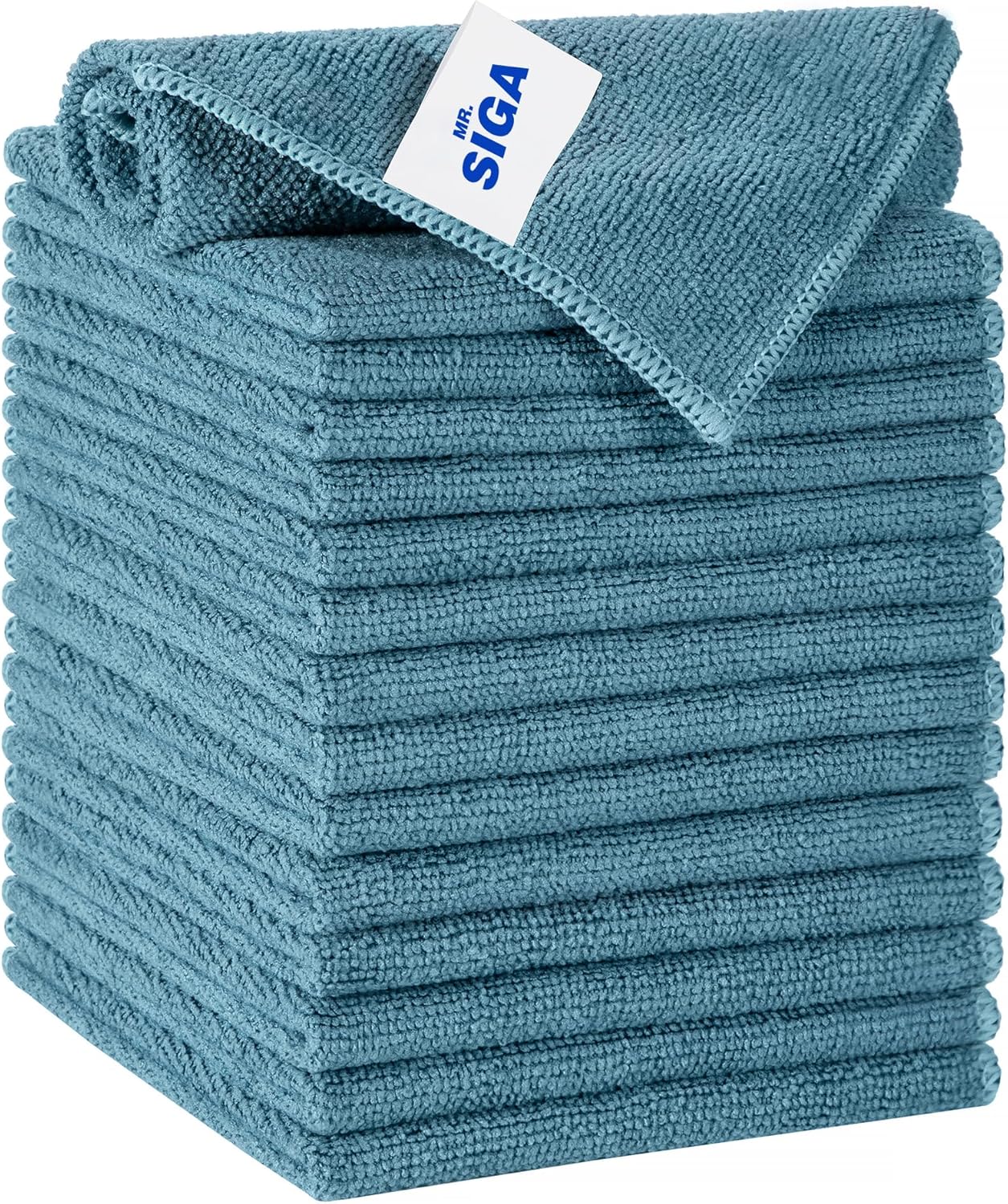 MR.SIGA Microfiber Cleaning Cloth, All-Purpose Microfiber Towels, Streak Free Cleaning Rags, Pack of 15, Light Teal, Size 30 x 30 cm(11.8 x 11.8 inch)