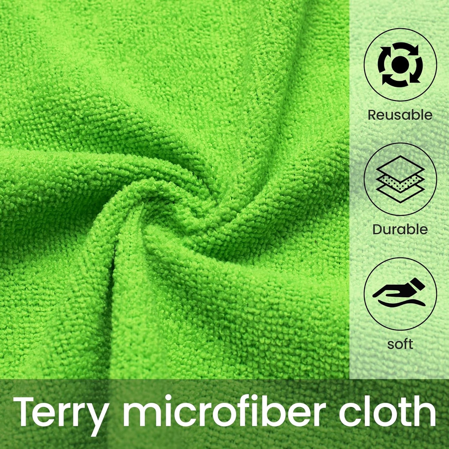 Greenfound Microfiber Cleaning Cloth Roll -80 Pack, 11.5x11.5, Tear Away Towels, Reusable and Washable Rags, Green