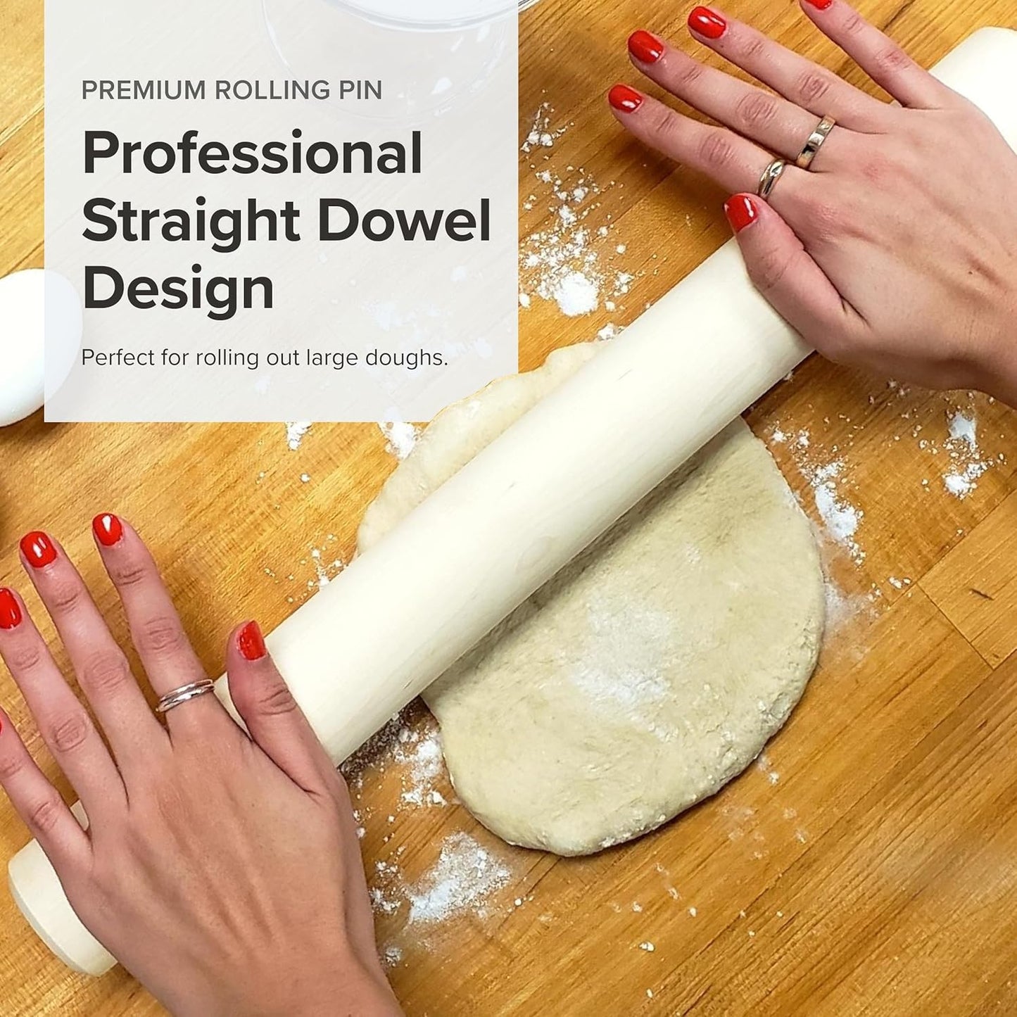 Frieling Crafted in the USA Maple Rolling Pin - Classic Baker Straight - 2-Inch by 18.5-Inch - Precision Wooden Rolling Pin - Pizza Dough Roller