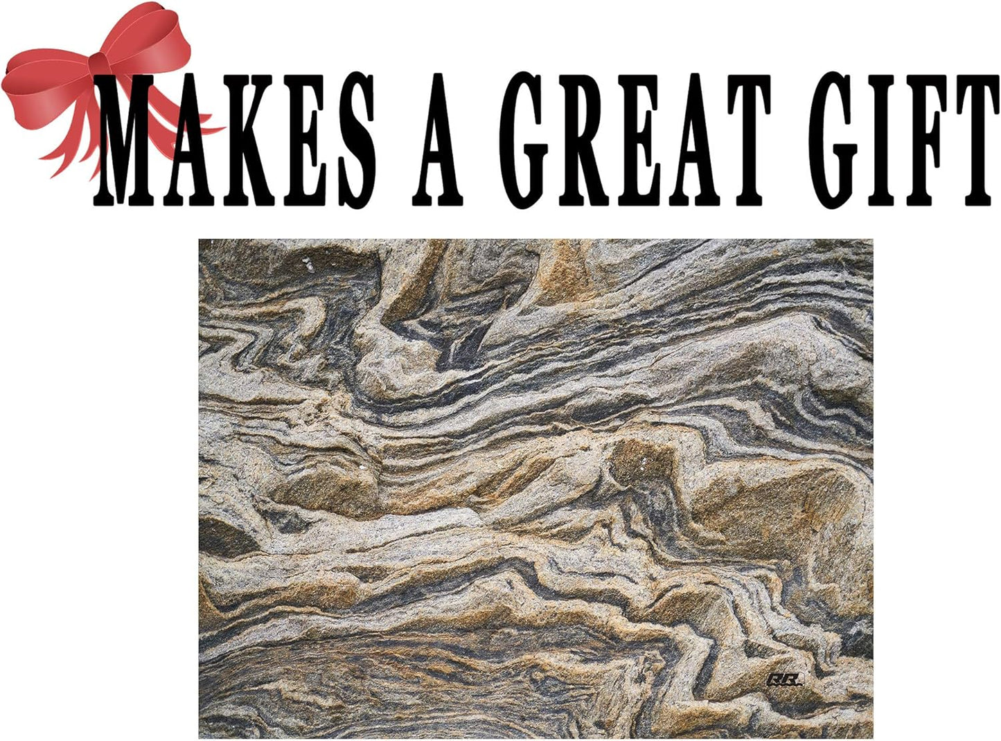 Rogue River Tactical Brown Gray Granite Stone Marbled Pattern Textured Marble Art Kitchen Glass Cutting Board Modern Decorative Gift Abstract Wavy Contrast Design