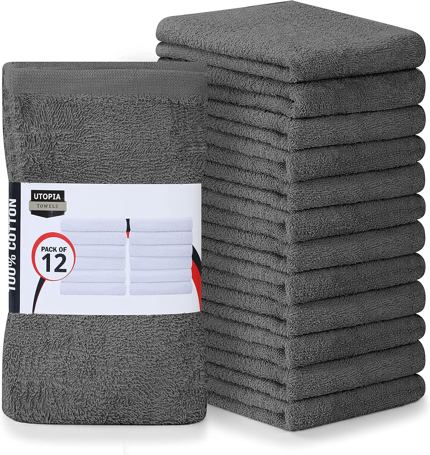 Utopia Towels Kitchen Bar Mops Towels, Pack of 216-16 x 19 Inches, 100% Cotton Super Absorbent Grey, Multi-Purpose Cleaning Towels for Home and Kitchen Bars