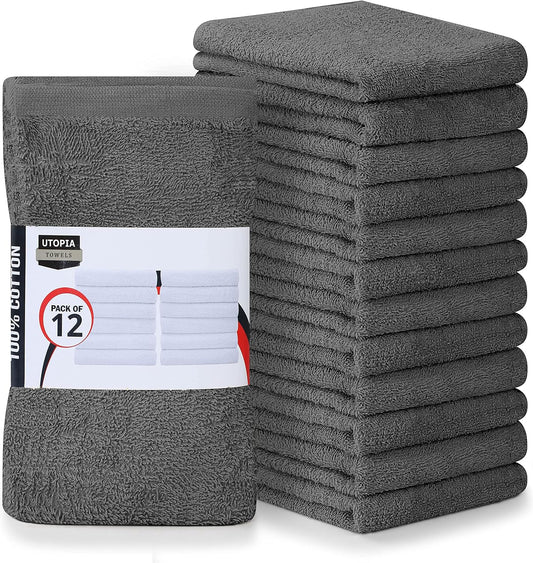 Utopia Towels Kitchen Bar Mops Towels, Pack of 216-16 x 19 Inches, 100% Cotton Super Absorbent Grey, Multi-Purpose Cleaning Towels for Home and Kitchen Bars