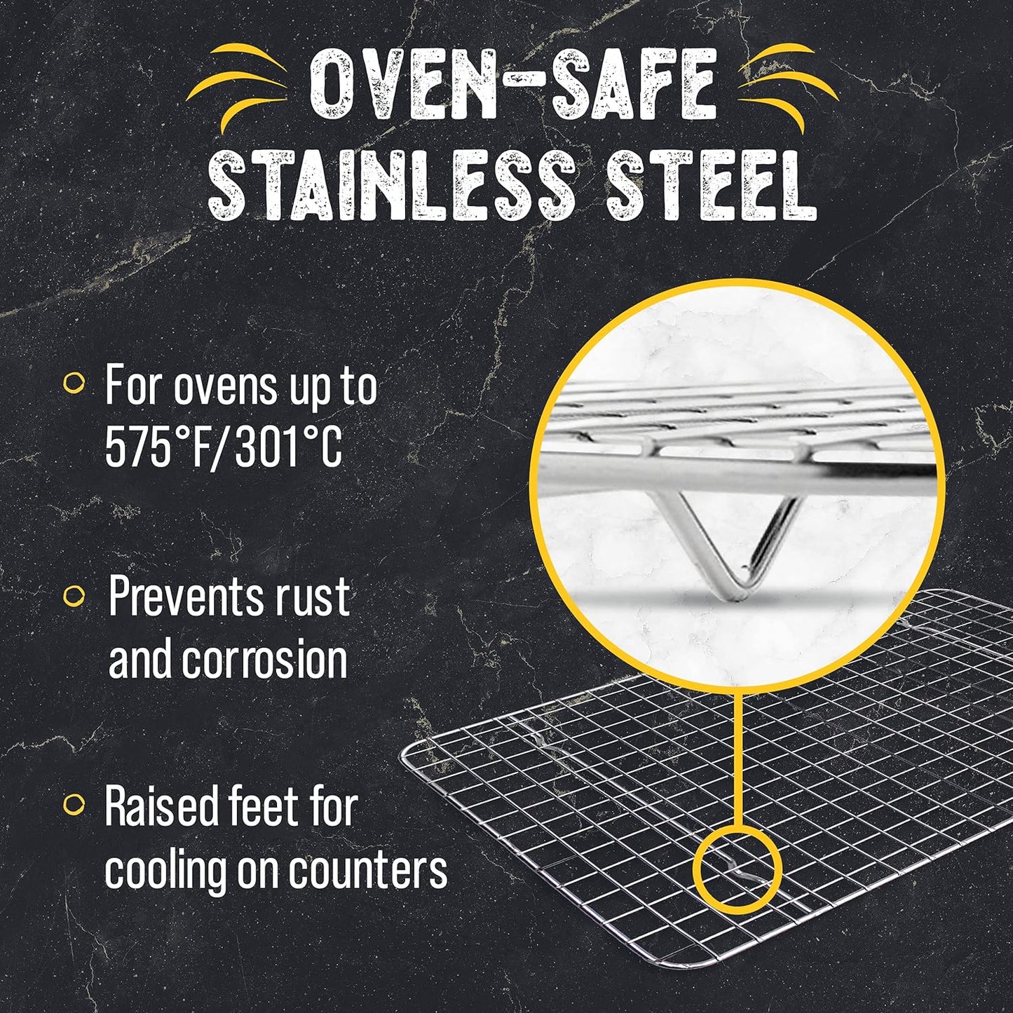 Checkered Chef Cooling Rack for Cooking and Baking - 11 ¾" x 17 Set of 2 Stainless Steel, Oven Safe Grid Wire Cookie Cooling Racks