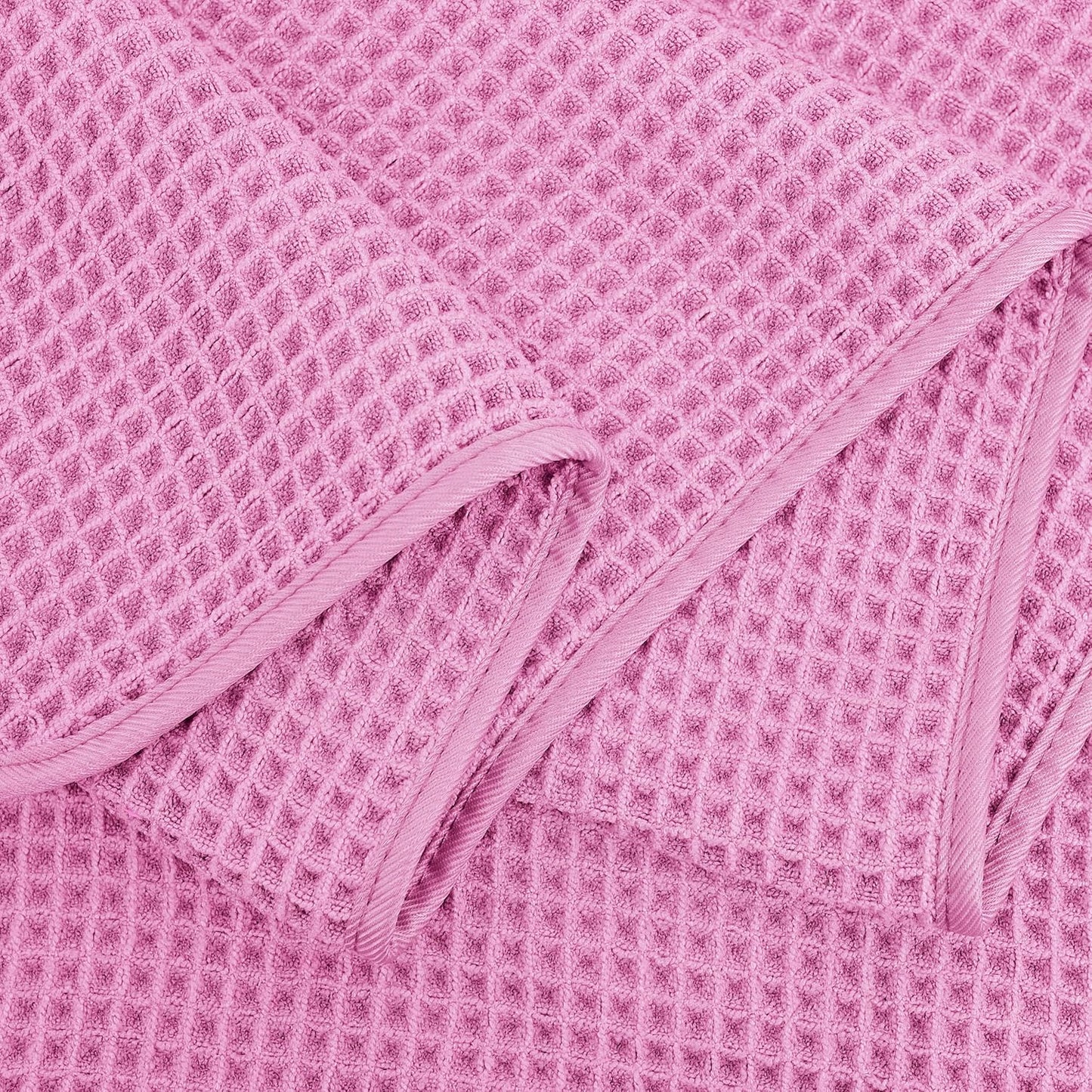 POLYTE Microfiber Oversize Quick Dry Lint Free Bath Towel, 60 x 30 in, 4 Pack (Waffle Weave)